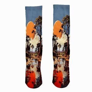 Sun Garden Graphic Adult Crew Socks